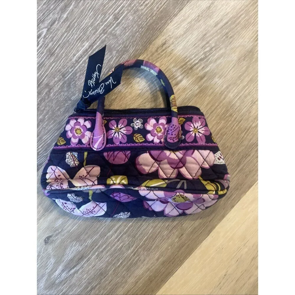 VERA BRADLEY MINI PURSE W/ HANDLES PURPLE FLORAL NIGHTINGALE